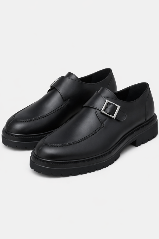 Moccasin Black Leather Shoes by O,Zero