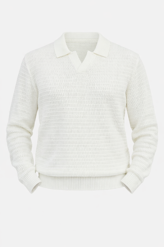 White Polo Knitted Sweater by O,Zero
