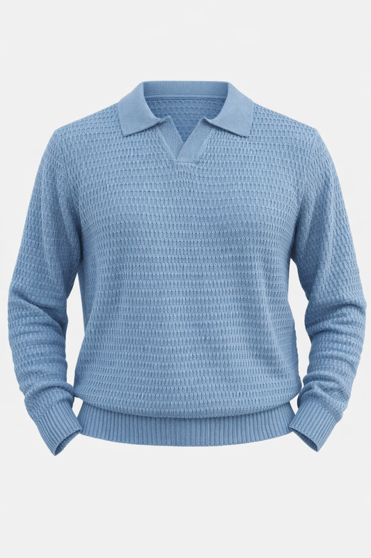 Polo Knitted Sweater in Grey by O,Zero