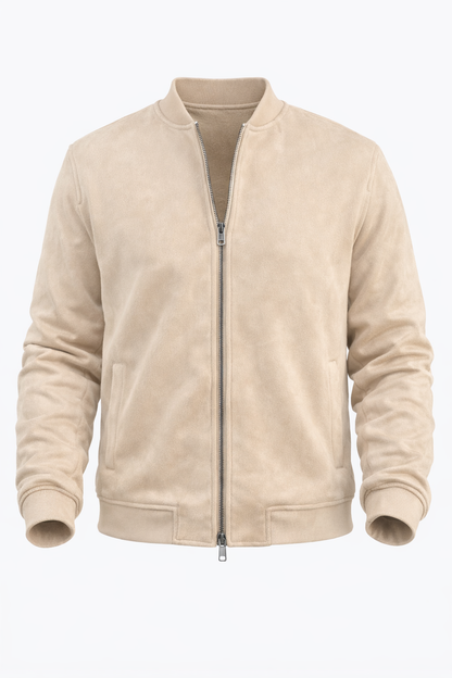 Beige Mandarin Collar Jacket by O,Zero