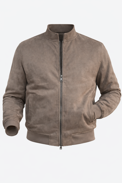 Brown Mandarin Collar Jacket by O,Zero