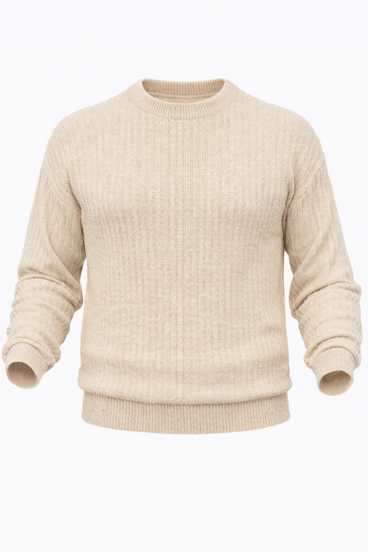 Beige Knitted Sweater by O,Zero