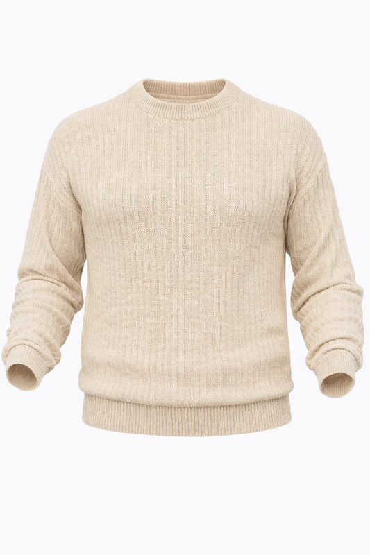 Beige Knitted Sweater by O,Zero