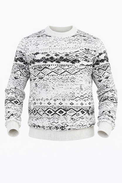 Black and White Patterned Sweater by O,Zero