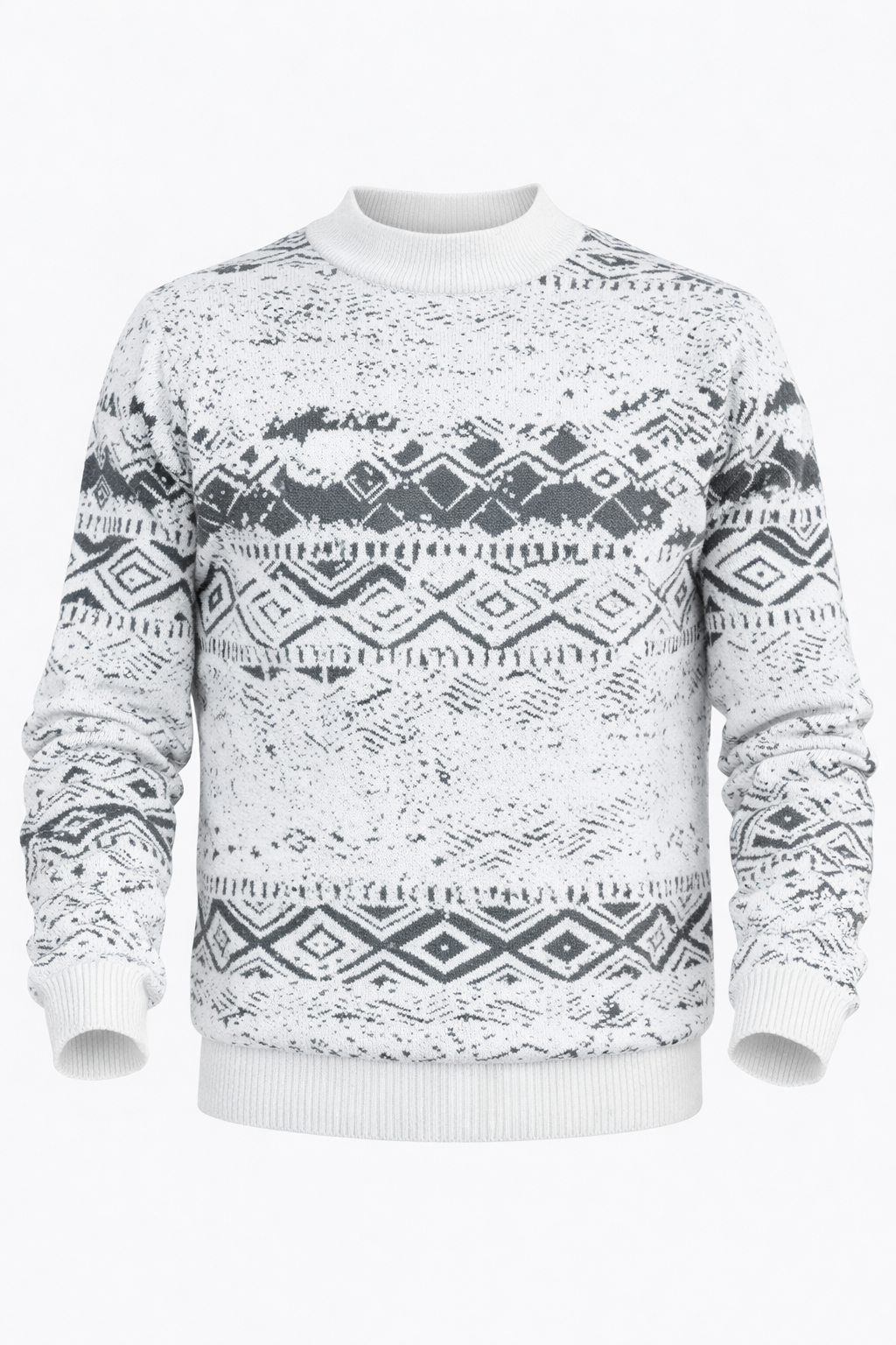 Olive Green Patterned Sweater by O,Zero