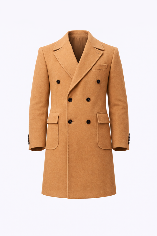 Notch Lapel Coat in Tan by O,Zero