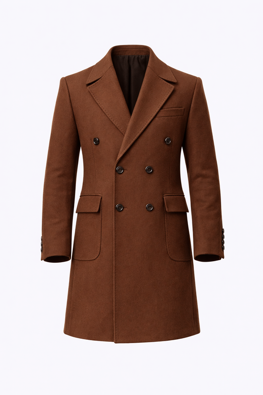 Notch Lapel Coat in Brown by O,Zero