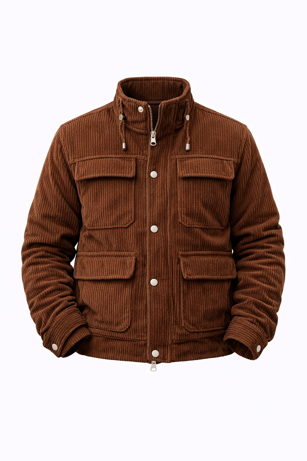 Brown Casual Jacket by O,Zero