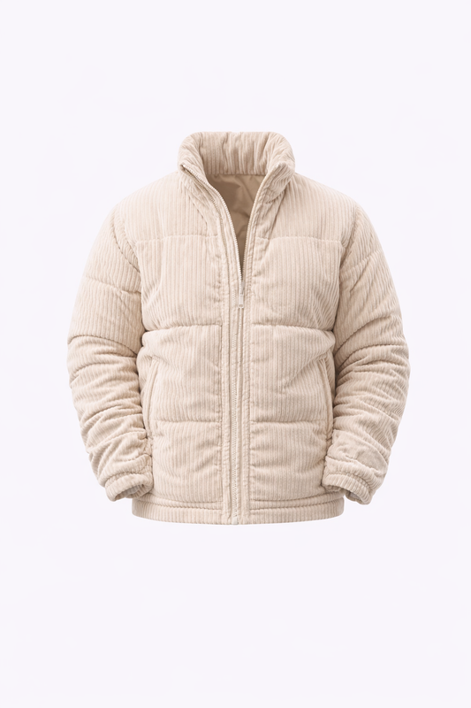 Puffer Jacket in Beige by O,Zero