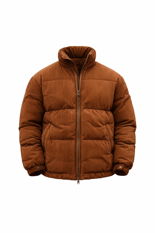 Puffer Jacket in Brown by O,Zero