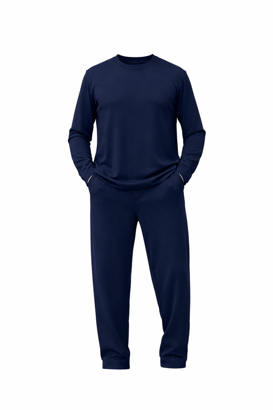 Dark Navy Blue T-Shirt and Pants Set by O,Zero