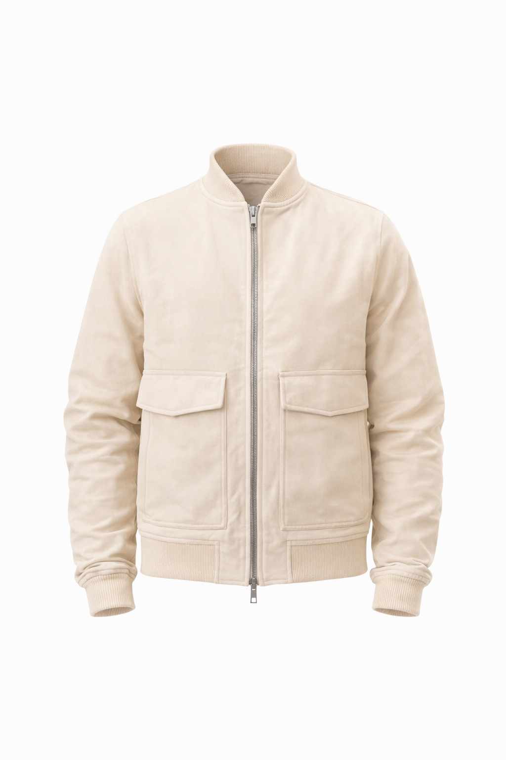 Beige Leather Jacket by O,Zero
