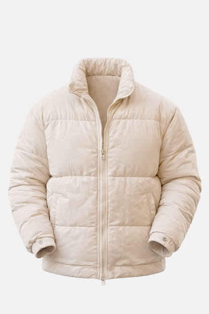 Beige Puffer Jacket by O,Zero