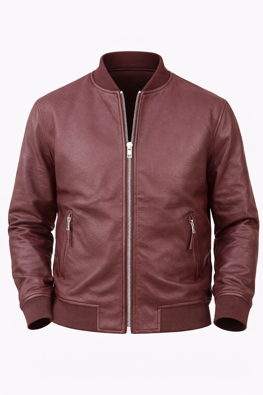 Burgundy Leather Jacket by O,Zero