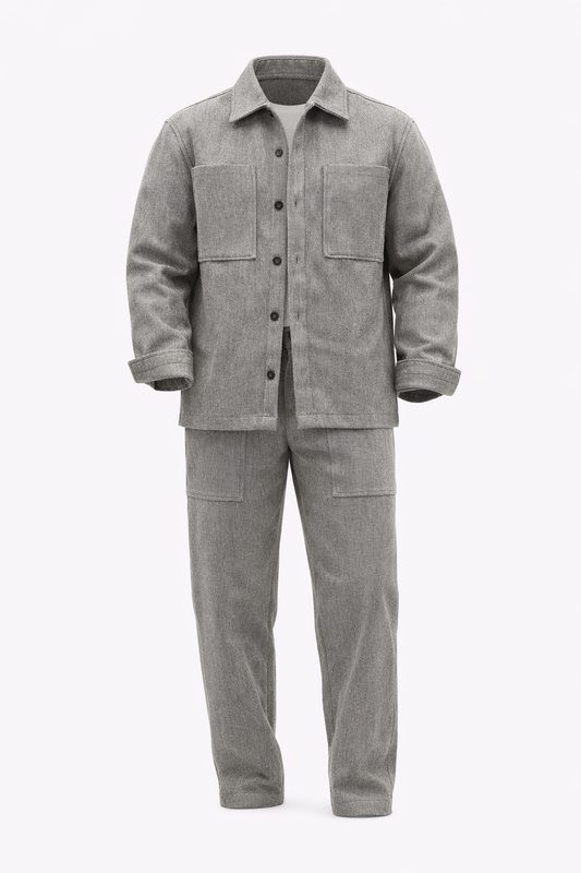 O,Zero Brand Grey Shirt Set by O,Zero