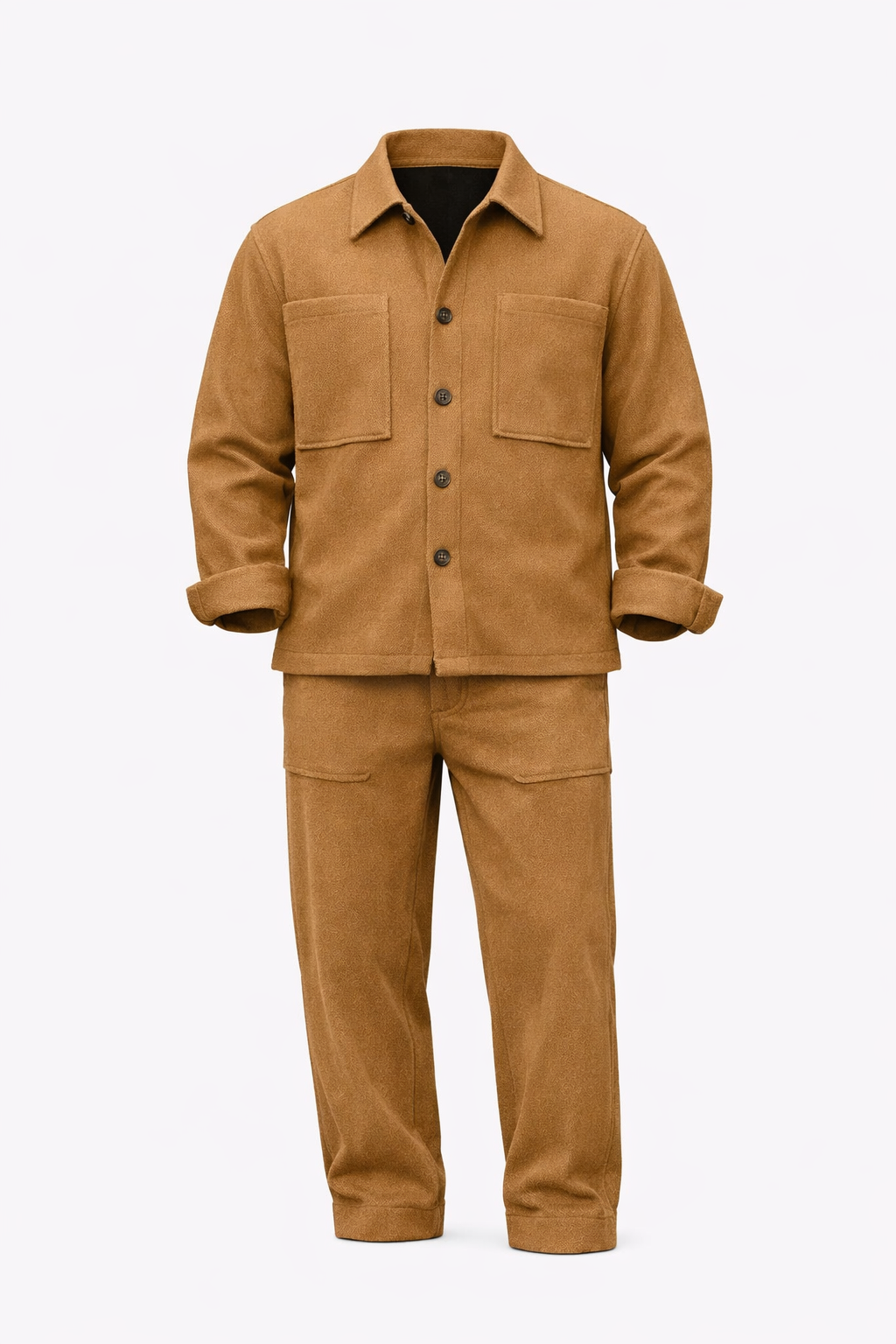 O,Zero Brand Camel Shirt Set by O,Zero