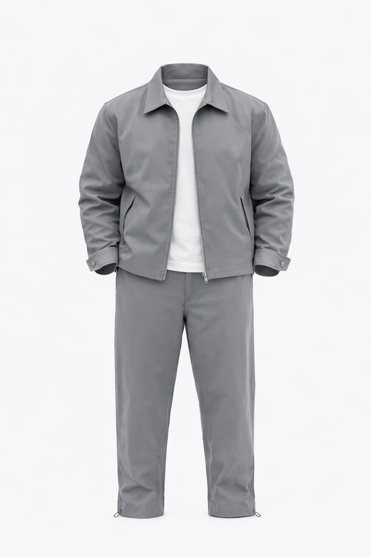 Grey Parachute Shirt Set by O,Zero