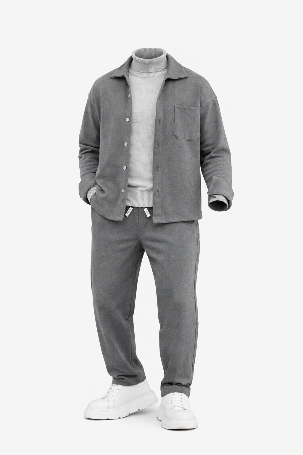 Grey Shirt Set by O,Zero