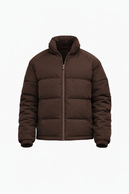 Brown Puffer Jacket by O,Zero