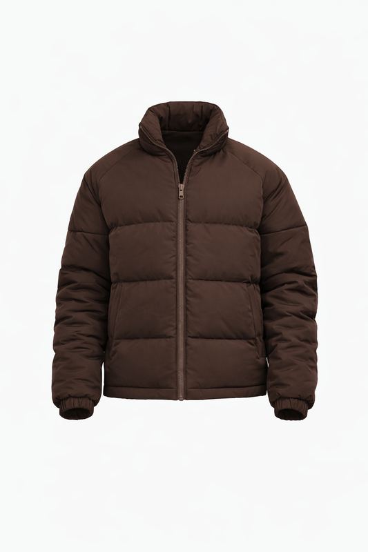 Brown Puffer Jacket by O,Zero