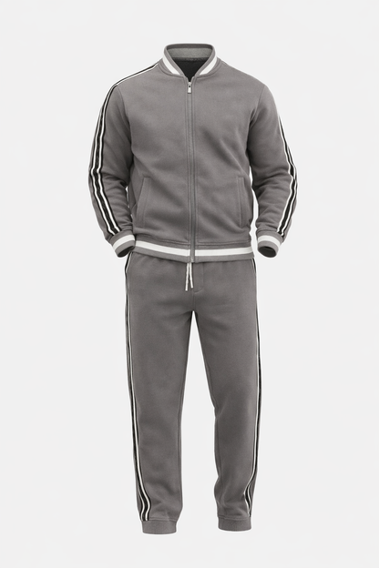 Grey/White Patterned Sleeve Set by O,Zero