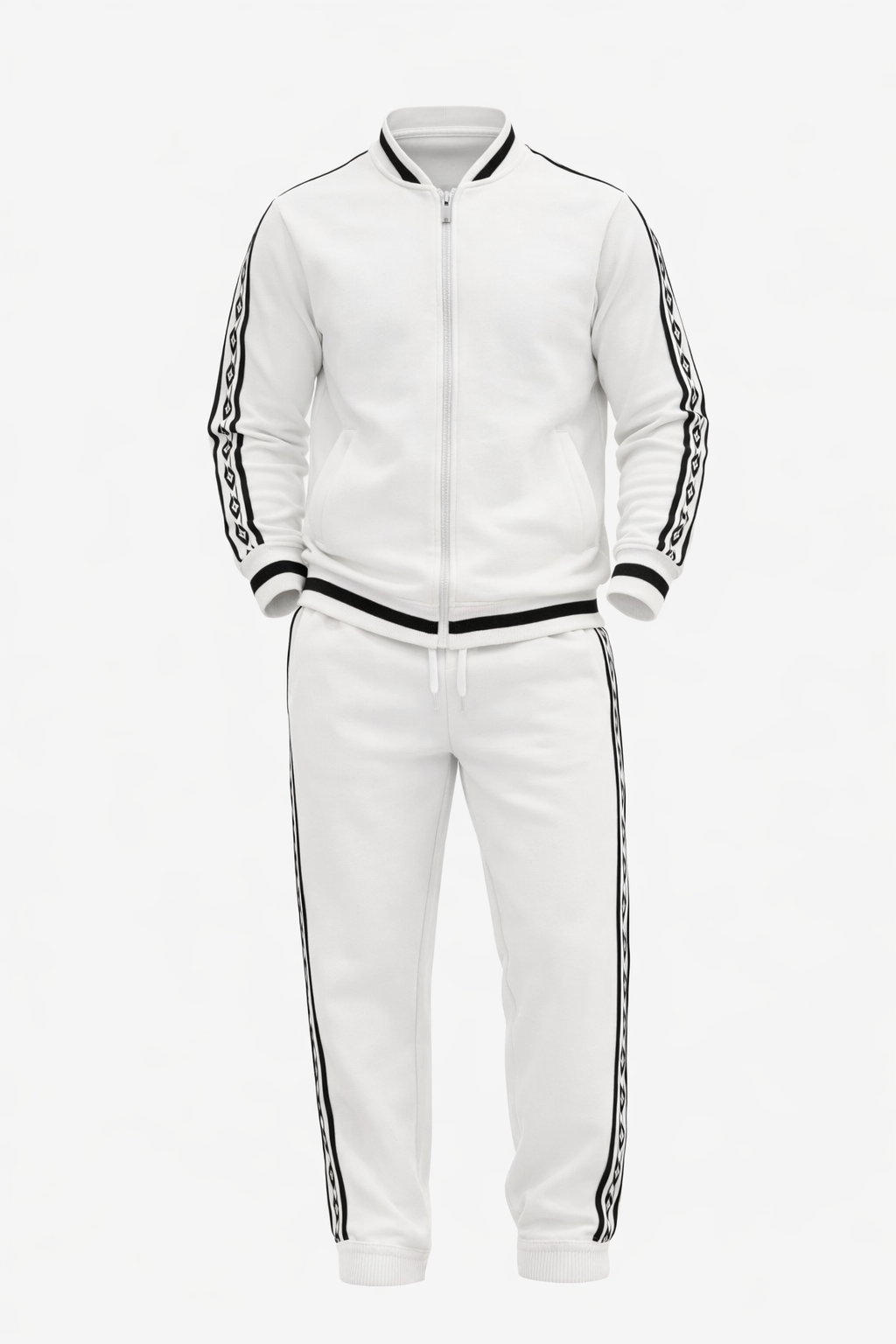 White/Black Patterned Sleeve Set by O,Zero
