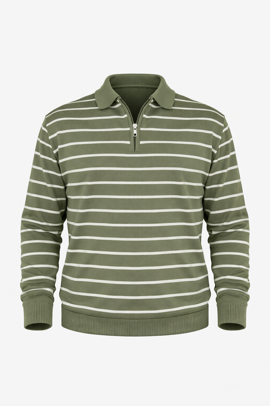 Green Half Zip Polo by O,Zero