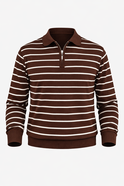 Brown Half Zip Polo by O,Zero
