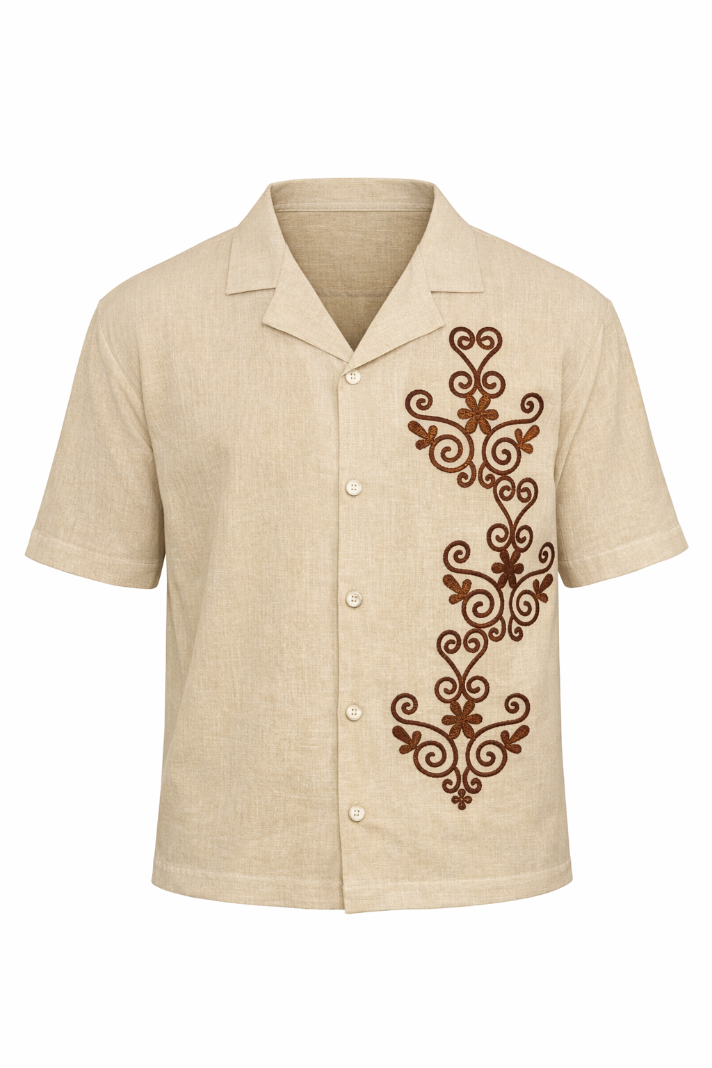 Beige Linen Shirt by O,Zero