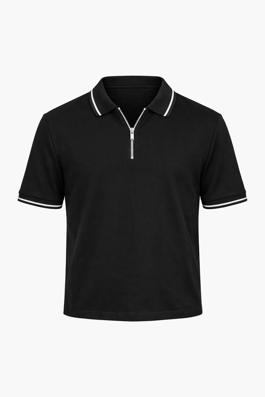 Half-Zip Black Polo by O,Zero