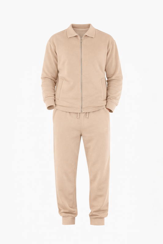 Full Zip Beige Set by O,Zero