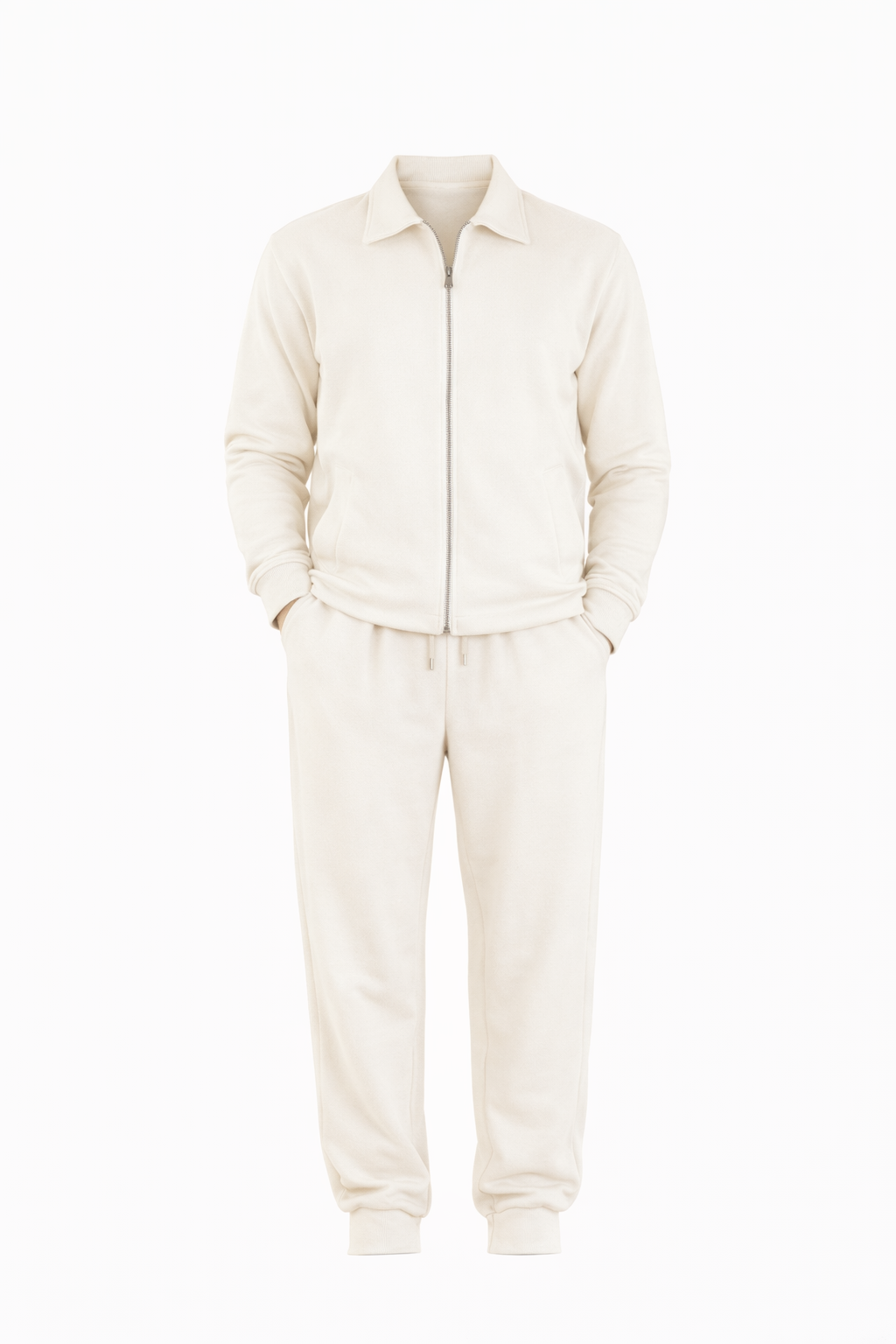 White Full Zip Set by O,Zero