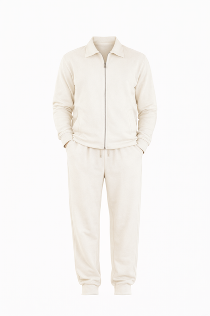 White Full Zip Set by O,Zero