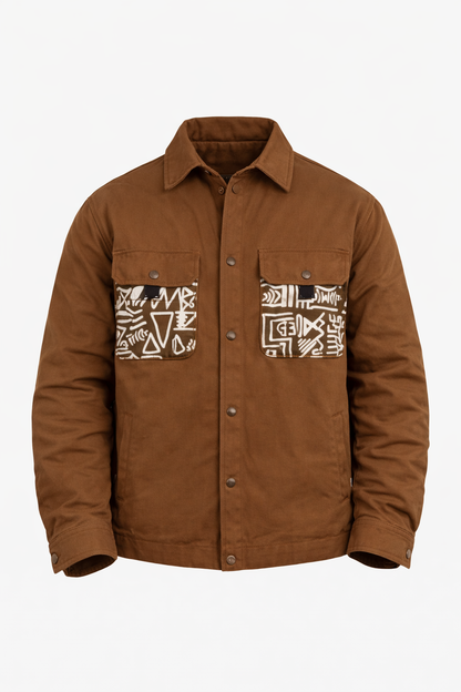 Patterned Jacket in Brown by O,Zero
