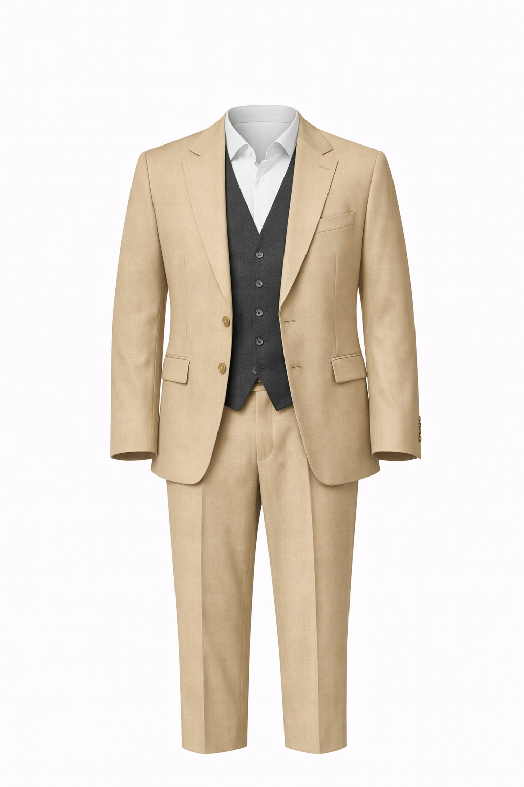 Beige Suit and Vest by O,Zero