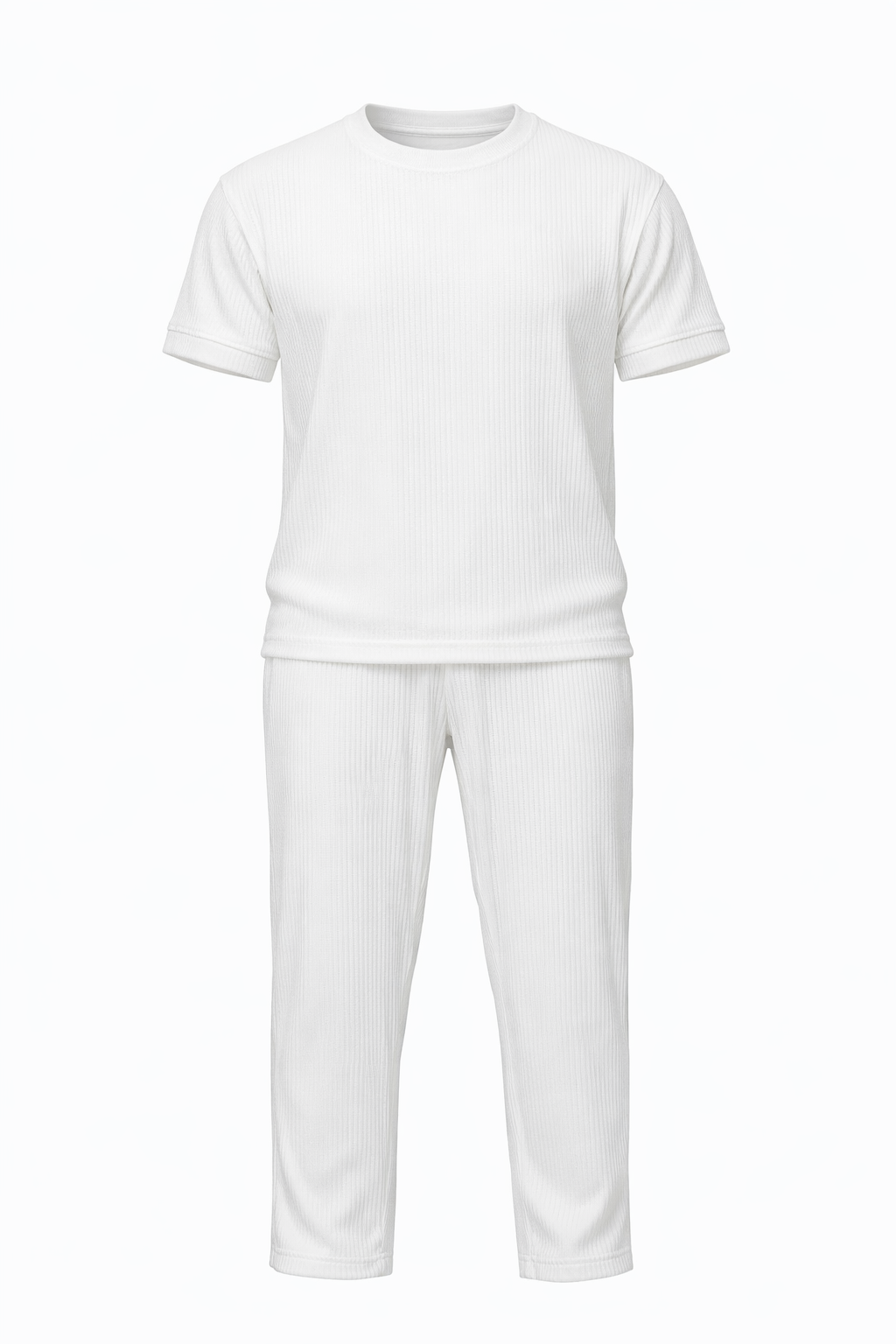 White Round Neck Set by O,Zero