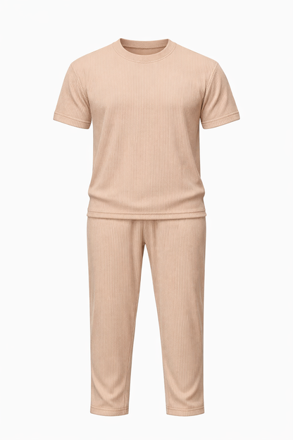 Beige Round Neck Set by O,Zero