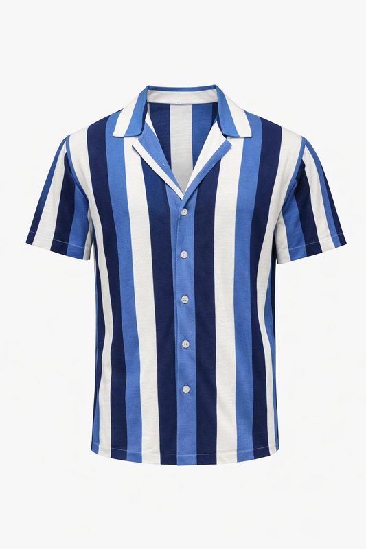 Striped Blue , Navy and White Shirt by O,Zero