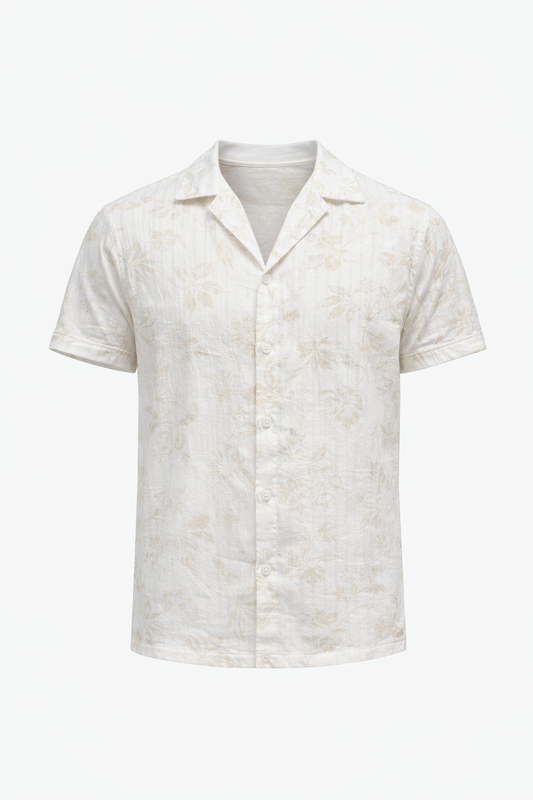 Patterned White Shirt by O,Zero