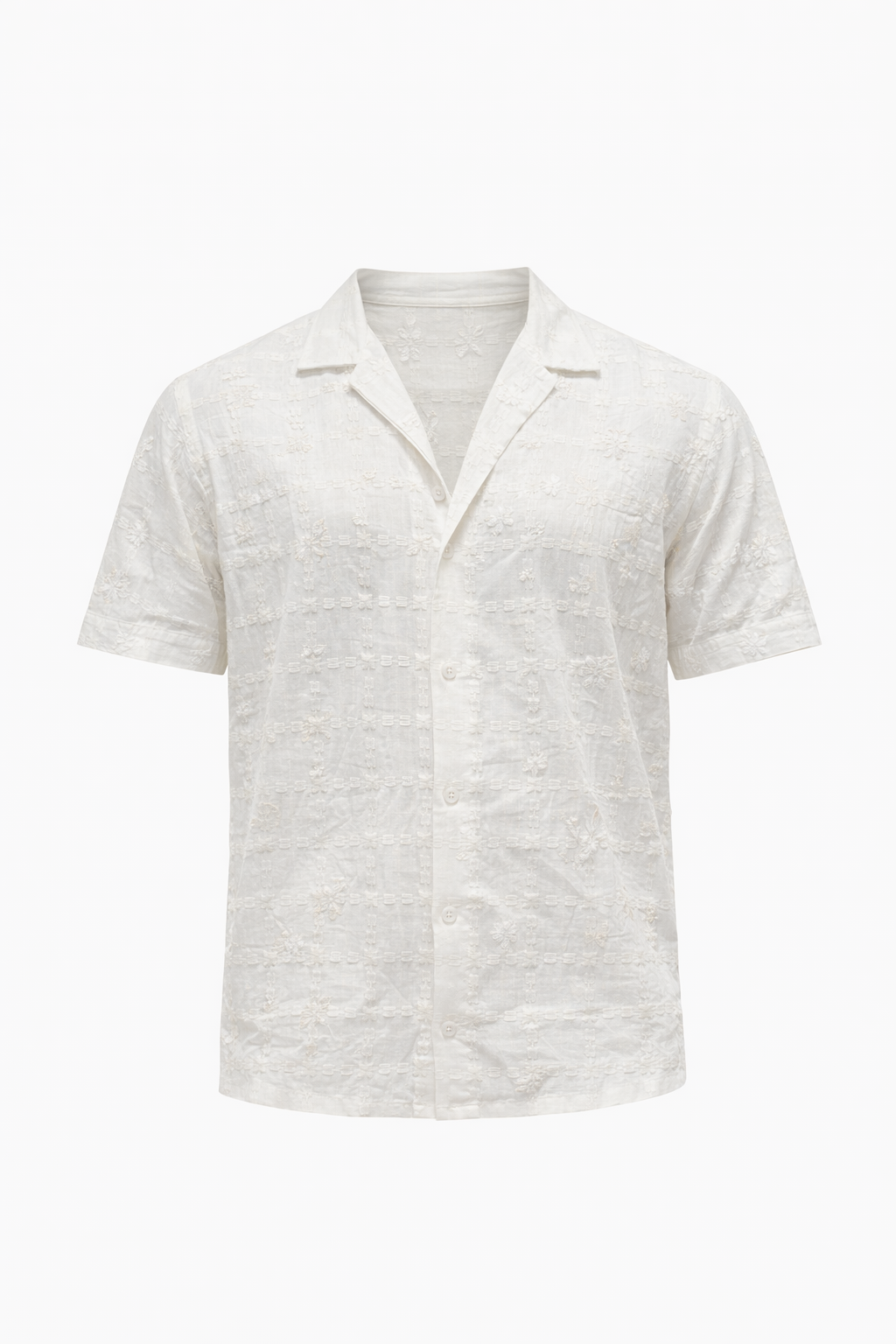 White Patterned Shirt by O,Zero