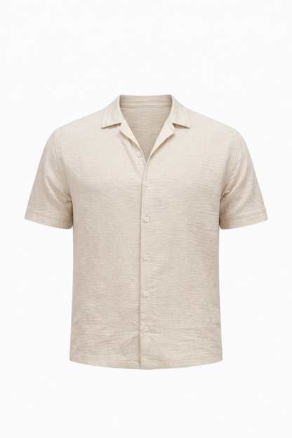 Cream Half Sleeve Shirt by O,Zero