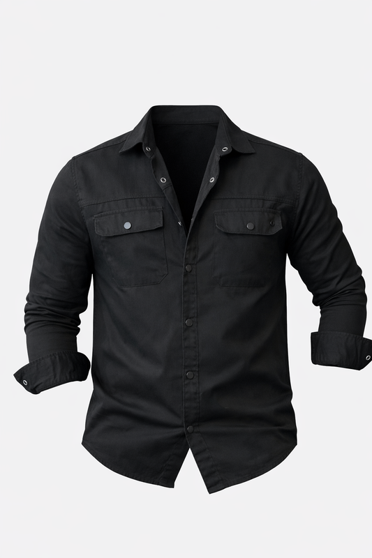 Black Denim Shirt by O,Zero