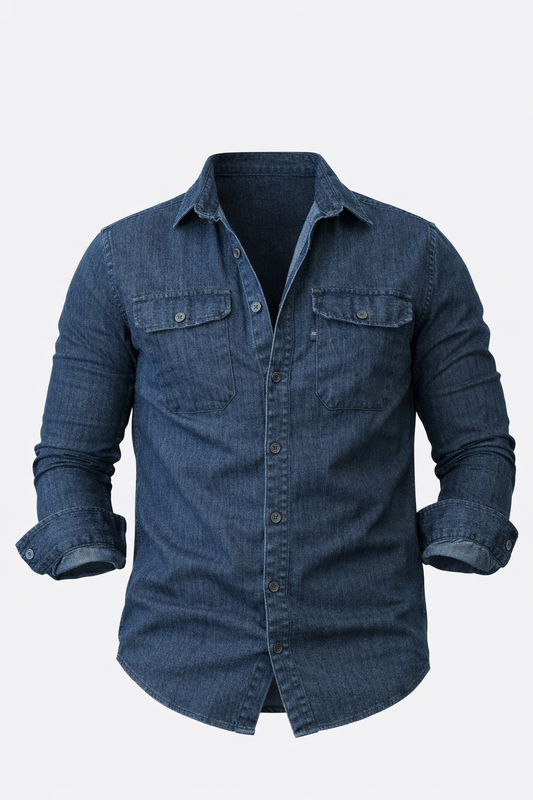 Navy Blue Jeans Shirt by O,Zero