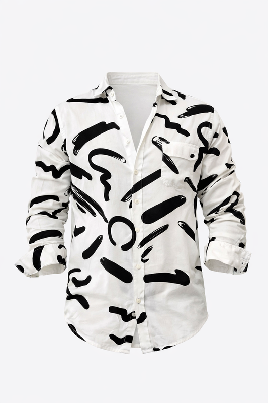 Black and White Floral Summer Shirt by O,Zero