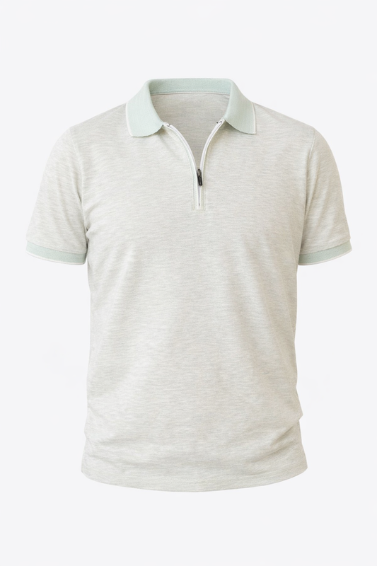 Light Mint Half Zip Polo by O,Zero