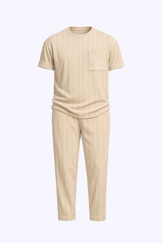 Beige T-Shirt Set by O,Zero