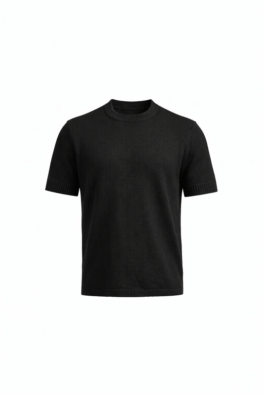 Black Round Neck T-Shirt by O,Zero