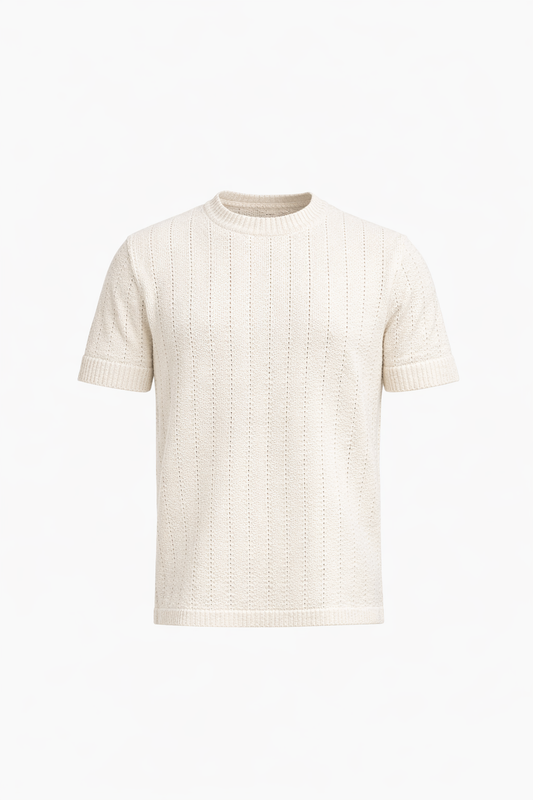White Round Neck T-Shirt by O,Zero