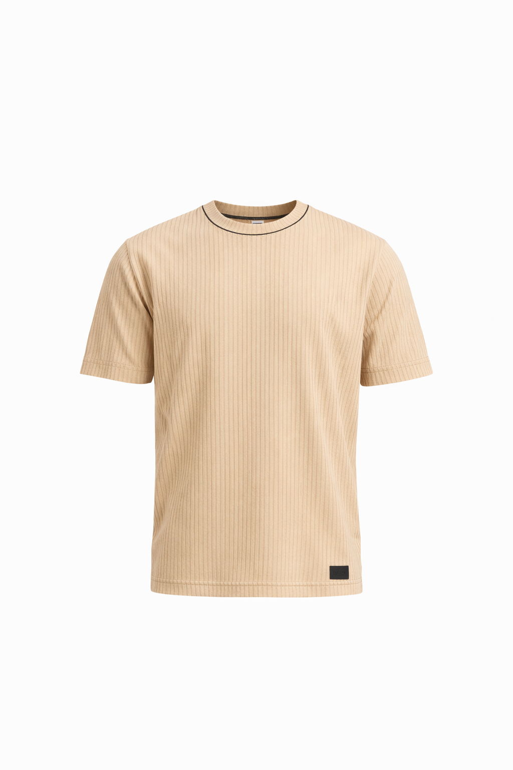 Beige Round Neck T-Shirt by O,Zero