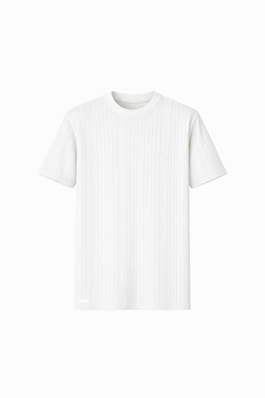 White Round Neck T-Shirt by O,Zero